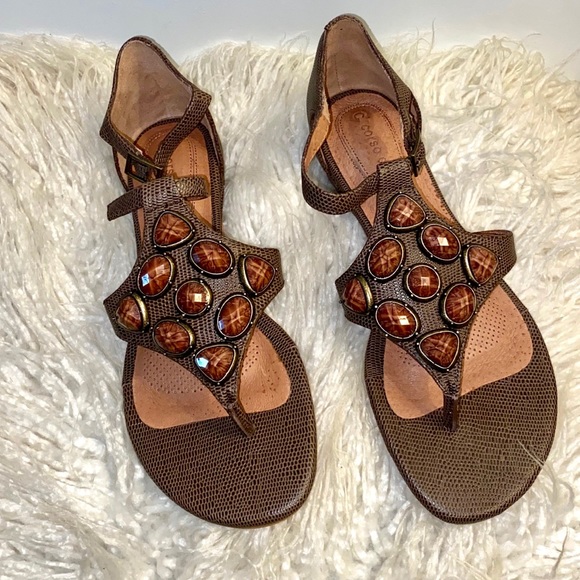 🌺👠 Nib Corso como leather lizard sandal SZ 7 - Picture 2 of 7